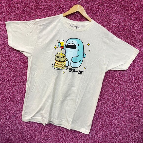 Samezu Tiger Eating Yummy on the Pancake Stack Kawaii Tee L - Picture 3 of 4